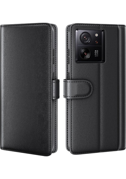 Xiaomi 13T/13T Pro/redmi K60 Ultra Folio Flip Anti-Drop Anti Tele Kılıfı Orijinal Deri Deri Cüzdan Stand Kapak Black (Yurt Dışından)
