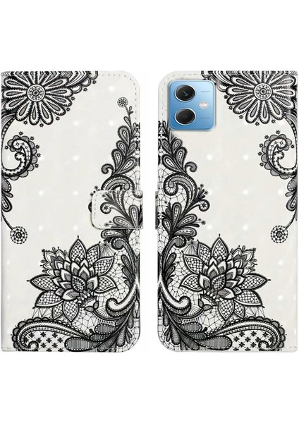 Xiaomi Için Redmi Note 12 5g (Çin)/(Hindistan) (Global)/poco X5 5g Case Pu Pu Deri 3D Desen Cüzdan Kapak Teklif Çiçek (Yurt Dışından)