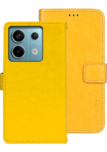 Xiaomi Redmi Için Note 13 Pro 5g Case Crazy Horse Deri Flip Stand Telefon Kapak Sarı (Yurt Dışından)