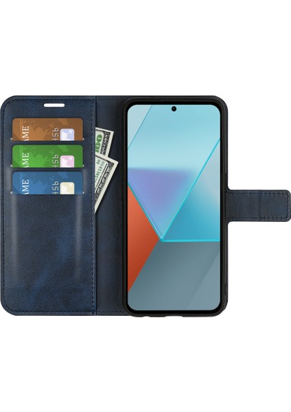 Xiaomi Redmi Için Note 13 Pro 5g Case Balf Doku Pu Deri Telefon Stand Kapak-Mavi (Yurt Dışından)