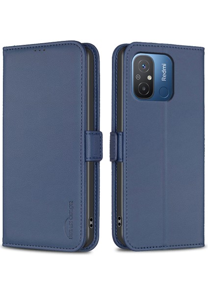 Xiaomi Redmi 12C 4g Deri Kasa Cüzdan Manyetik Toka Kapak Mavisi Için (Yurt Dışından)