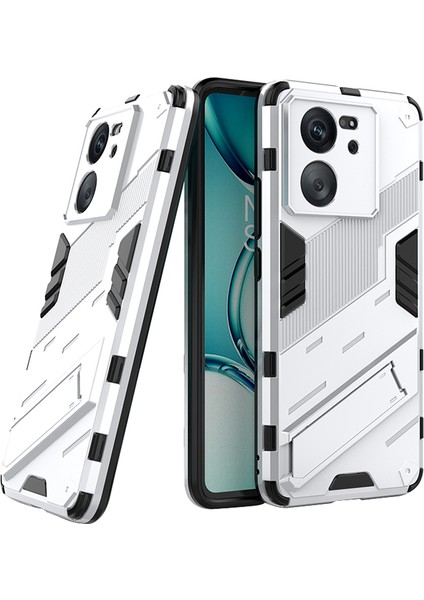 Xiaomi Redmi K60 ULTRA/13T/13T Pro Pc+Tpu Kickstand Arka Kapak Şok Geçirmez Koruyucu Telefon Kasası-Beyaz (Yurt Dışından)