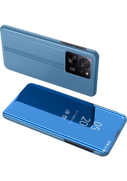 Xiaomi 13T/13T Pro/redmi K60 Ultra Kılıf Görünümü Pencere Standı Deri Telefon Kapak Mavisi (Yurt Dışından)