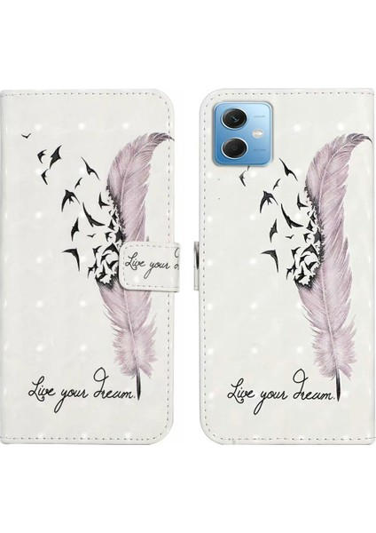 Xiaomi Için Redmi Note 12 5g (Çin)/(Hindistan) (Global)/poco X5 5g Case Pu Pu Deri 3D Desen Cüzdan Kapak Tüyü (Yurt Dışından)