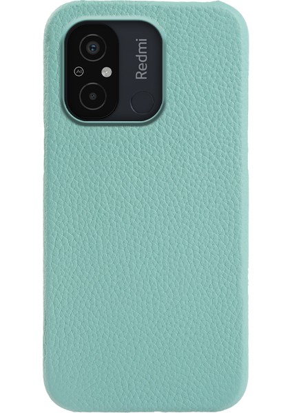 Xiaomi Redmi Için 12C 4g Orijinal Inek Deri Kaplamalı Pc Telefon Kılıfı Litchi Doku Manyetik Kapak Natür Yeşil (Yurt Dışından)