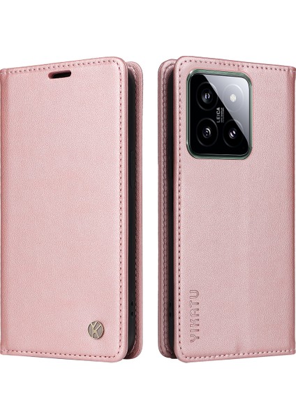 Xiaomi Için 14 Case Anti-Drop Pu Deri Cüzdan Telefon Kapak Golü Altın (Yurt Dışından)