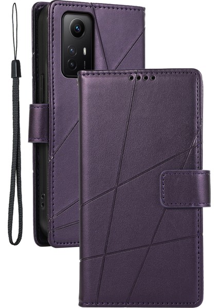 Xiaomi Için Redmi Note 12S 4g Vaka Çizgileri Baskılı Telefon Deri Koruyucu Kapak Morası (Yurt Dışından)