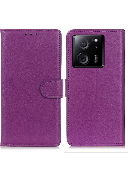 Xiaomi 13T/13T Pro/redmi K60 Ultra Case Litchi Doku Pu Deri Cüzdan Stand Telefon Kapak-Purple (Yurt Dışından)