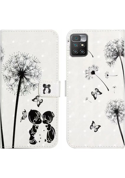 Xiaomi Için Redmi 10 4g (2021)/REDMI 10 2022 4g/10 Prime/not 11 4g (Mediatek) Kılıf 3D Put Pu Deri Deri Stand Kapak Kralları ve Karahindiba (Yurt Dışından)