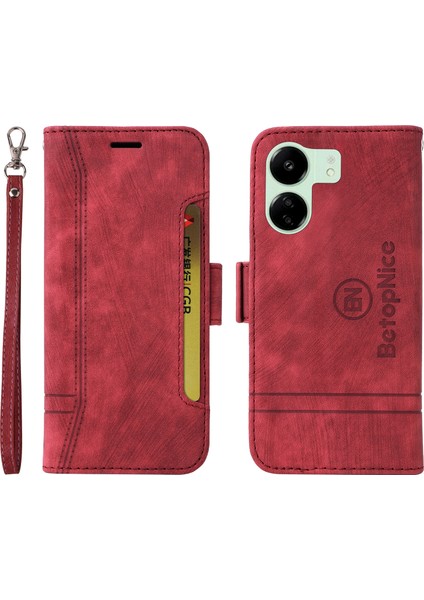 Xiaomi Redmi 13C 4g/redmi 13C 5g/poco C65 4g Telefon Kapağı Katlanır Cüzdan Kılıf Kırmızı (Yurt Dışından)