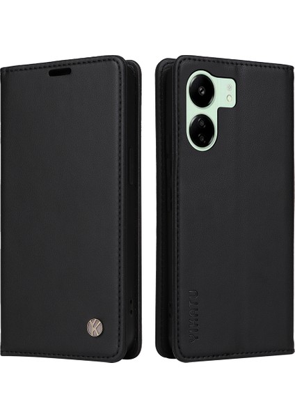 Xiaomi Redmi 13C 4g/poco C65 4g Case Anti-Cratch Deri Deri Flip Stand Telefon Kapağı Black (Yurt Dışından)