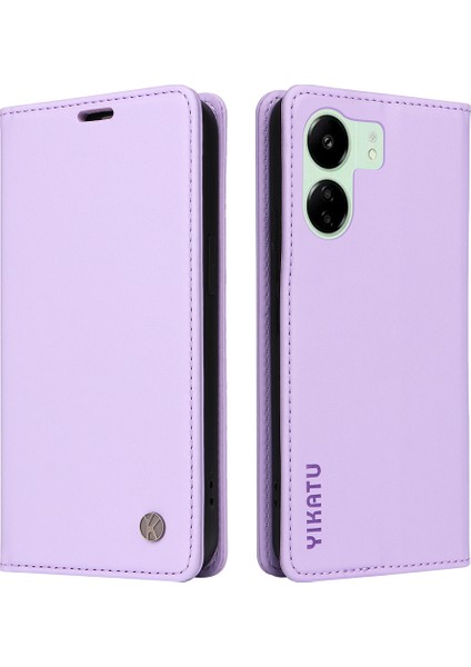 Xiaomi Redmi Için 13C 4g/poco C65 4g Case Anti-Cratch Deri Deri Flip Stand Telefon Kapak Light Mor (Yurt Dışından)
