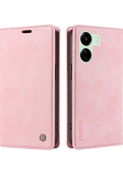 Xiaomi Redmi Için 13C 4g/poco C65 4g Cüzdan Kılıfı Pu Deri Stand Telefon Kapak Pembe (Yurt Dışından)