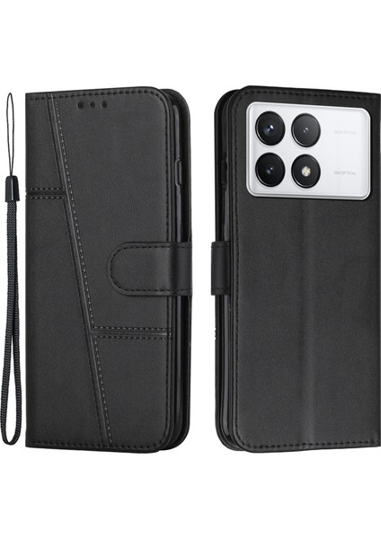 Xiaomi Için Redmi K70E 5g Cüzdan Kılıf Deri Telefon Kapağı Katlanır Stand-Black (Yurt Dışından)