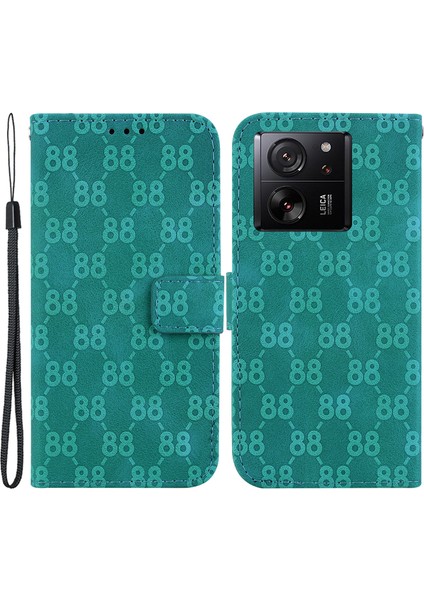 Xiaomi 13T/13T Pro/redmi K60 Ultra Kapak Baskılı Flip Stand Telefon Deri Kılıf Yeşili (Yurt Dışından)