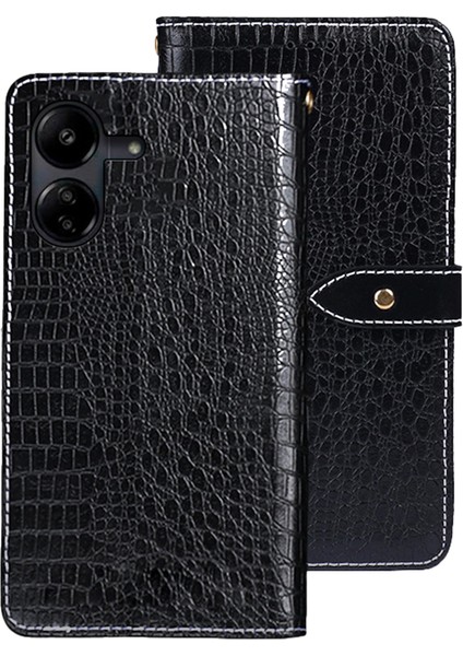 Xiaomi Redmi 13C 4g/poco C65 4g Cep Telefon Kılıfı Timsah Doku Deri Cüzdan Kapak Black (Yurt Dışından)
