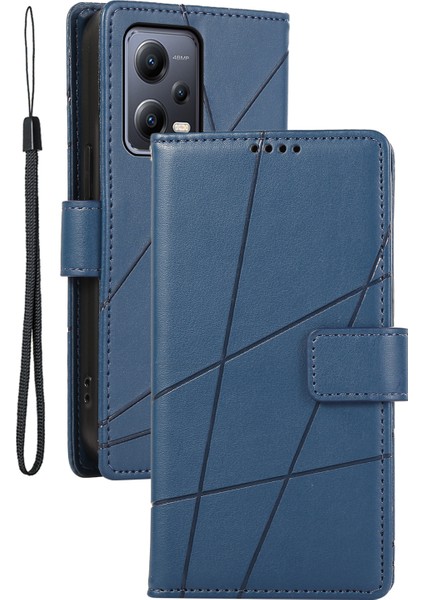 Xiaomi Poco X5 5g/redmi Için Note 12 5g (Çin)/(Hindistan)/(Global) Kasa Pu Deri Telefon Kapak Mavisi (Yurt Dışından)
