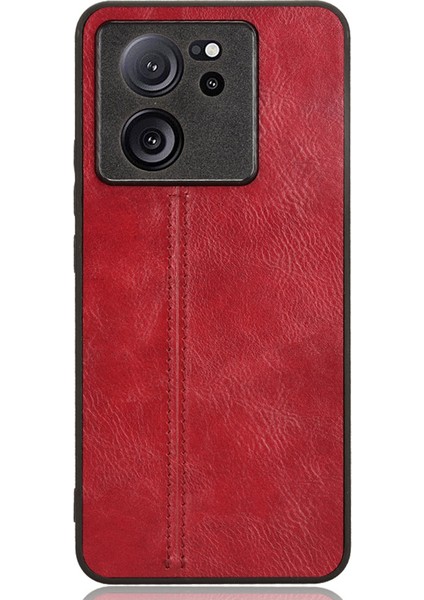 Xiaomi 13T/13T Pro/redmi K60 Ultra Kasa Anti-Drop Cowhide Dokusu Pu+Tpu+Pc Telefon Kapak-Kırmızı (Yurt Dışından)
