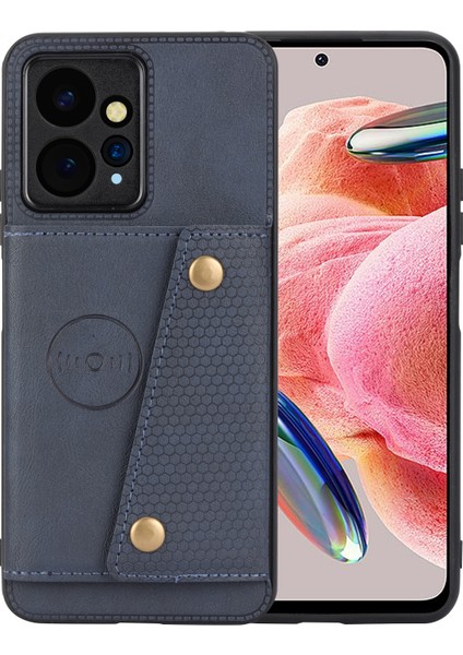 Xiaomi Için Redmi Note 12 4g Damla Koruma Deri Kaplamalı Tpu Telefon Kapağı Kickstand Shell, Kart Yuvaları Mavisi (Yurt Dışından)