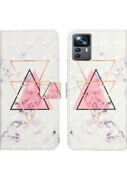 Xiaomi 12T 5G/12T Pro 5g/redmi K50 Ultra Kılıf 3D Pu Pu Deri Deri Flip Telefon Kapak Üçgen Mezar (Yurt Dışından)