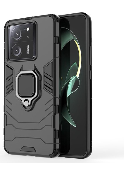 Xiaomi Redmi K60 ULTRA/13T/13T Pro-Drop Anti-Drop Arka Kapak Tutucu Kickstand Pc+Tpu Telefon Kılıfı Black (Yurt Dışından)