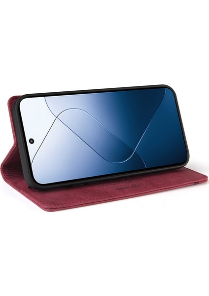 Xiaomi Için 14 Case Rfıd Bloking Pu Deri + Tpu Flip Cover-Wine Kırmızı (Yurt Dışından) fiyatları