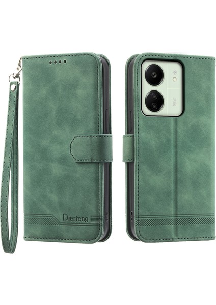 Xiaomi Redmi 13C 4g/poco C65 4g Case Pu Pu Deri Flip Card Tutucu Akıllı Telefon Kapak Yeşil (Yurt Dışından)