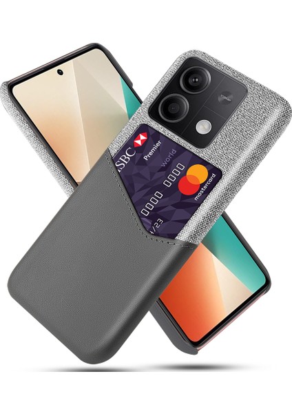 Xiaomi Redmi Için Pu+Pc Kılıfı Not 13 5g Vaka Kumaş Doku Telefon Kapağı Kart Yuvası Grey (Yurt Dışından)