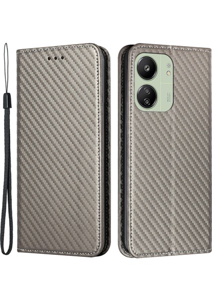Xiaomi Redmi Için 13C 4g/poco C65 4g Kasa Deri Cüzdan Telefon Stand Kapak-Grey (Yurt Dışından)