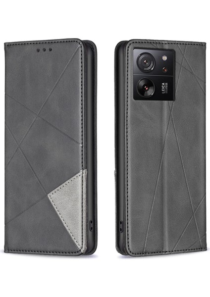 Xiaomi 13T/13T Pro/redmi K60 Ultra Kasa Manyetik Pu Deri Kart Yuvası Telefon Kapak Black (Yurt Dışından)