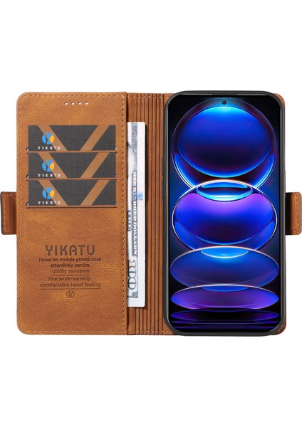 Xiaomi Redmi Için Flip Cüzdan Kılıfı Not 12 Pro 5g/not 12 Pro Speed ​​5g/poco X5 5g, Cilt Touch Pu Deri Stand Telefon Kapak-Brown (Yurt Dışından)