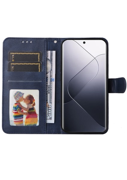 Xiaomi 14 Pro Case Shockproof Pu Deri Telefon Kapağı Buzağı Doku Mavisi (Yurt Dışından) fiyatları