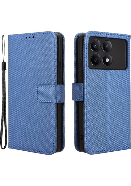 Xiaomi Için Redmi K70E 5g/poco X6 Pro 5g Telefon Kılıfı Cüzdan Bilek Kayışı Kart Yuvaları Deri Kapak Mavisi (Yurt Dışından)