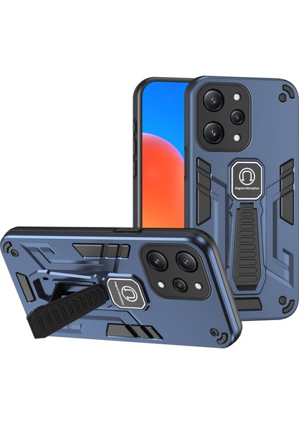 Xiaomi Redmi 12 4g/5g (Global)/poco M6 Pro 5g Kickstand Telefon Kasası Manyetik Araba Montaj Mavisi Için (Yurt Dışından)