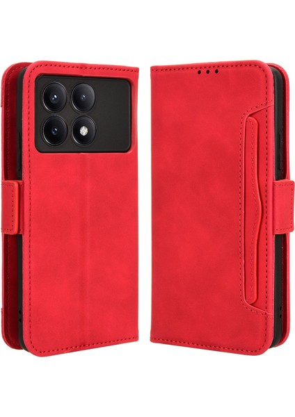 Xiaomi Için Redmi K70E/POCO X6 Pro 5g Telefon Kılıf Kart Yuvası Stand Manyetik Kapak Kapak-Kırmızı (Yurt Dışından)