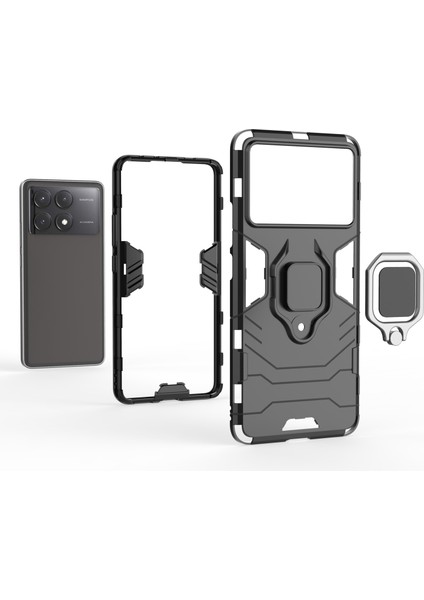 Xiaomi Için Redmi K70E 5g Telefon Kılıfı Pc+Tpu Kapak Döndürme Halkası Tutucu Kickstand-Blue (Yurt Dışından)
