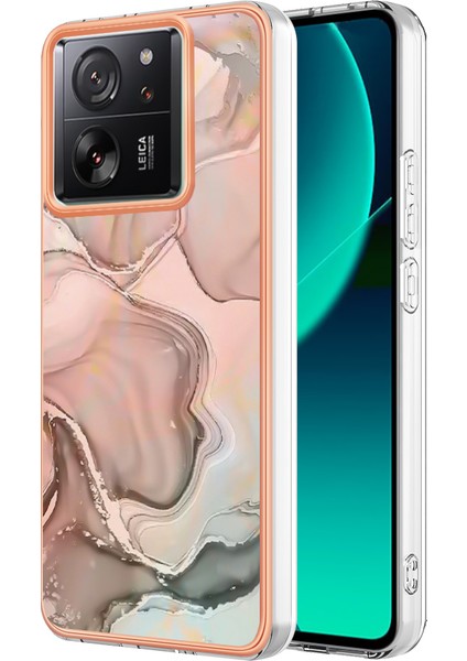 Xiaomi 13T/13T Pro/redmi K60 Ultra Tpu Durumu 2.0mm Imd Mermer Desen Telefon Kapak Pembe (Yurt Dışından)