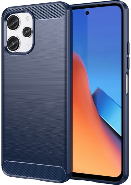Xiaomi Redmi 12 5g (Global)/poco M6 Pro 5g Karbon Fiber Doku Doku Telefon Kılıfı Yumuşak Tpu Fırçalanmış Geri Kapak Mavisi (Yurt Dışından)