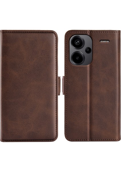 Xiaomi Için Redmi Note 13 Pro+ 5g Kılıf Damla Koruma Deri Cüzdan Stand Cep Telefonu Kapak-Kahverengi (Yurt Dışından)