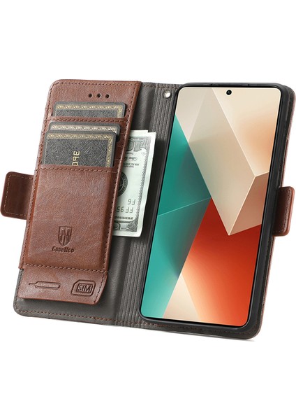 Xiaomi Redmi Için Note 13 Pro 4g/5g Deri Telefon Kılıfı Rfıd Engelleme Cüzdan-Dark Brown (Yurt Dışından) fiyatları
