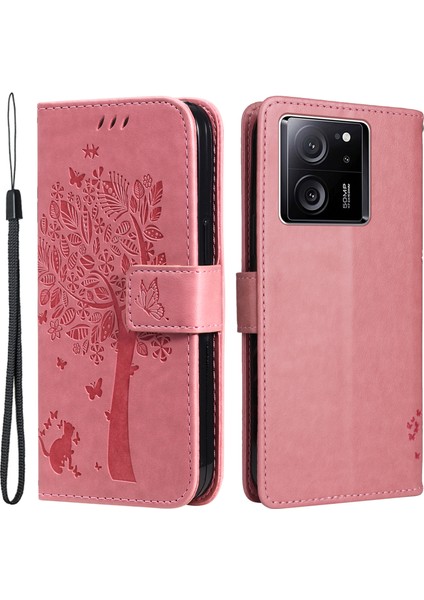 Xiaomi Için Redmi K60 ULTRA/13T/13T Pro Telefon Kabuğu Stand Pu Deri Cüzdan Case-Pink (Yurt Dışından)