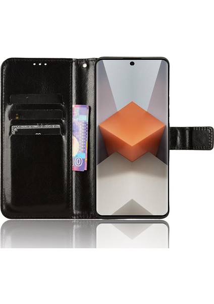 Xiaomi Için Redmi Note 13 Pro+ Cep Telefonu Kabuğu Çılgın At Dokusu Kapak Telefon Kılıfı Cüzdan Black (Yurt Dışından) fiyatları