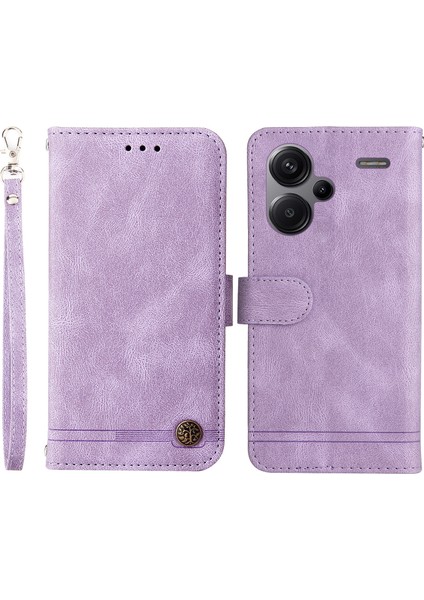 Xiaomi Redmi Için Note 13 Pro+ 5g Cüzdan Kılıfı Kılıflı Deri Touch Deri Telefon Kapağı Strap-Purple (Yurt Dışından)