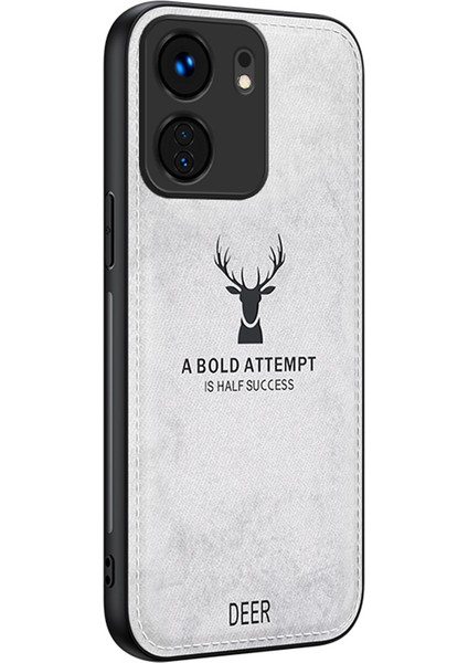Xiaomi Redmi Için 13C 4g/poco C65 4g Telefon Kılıfı Geyik Desen Bezi Dokulu Anti-Slip-Grey (Yurt Dışından)
