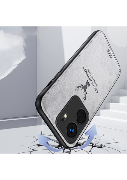 Xiaomi Redmi Için 13C 4g/poco C65 4g Telefon Kılıfı Geyik Desen Bezi Dokulu Anti-Slip-Grey (Yurt Dışından) fiyatları