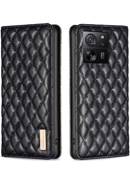 Xiaomi 13T/13T Pro/redmi K60 Ultra Case Pu Pu Deri Rhombus Telefon Kapak Black (Yurt Dışından)