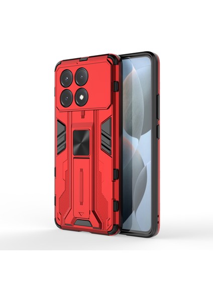 Xiaomi Redmi Için K70E 5g Kickstand Cover Çift Katman Sabit Pc Yumuşak Tpu Şok Geçirmez Vaka-Kırmızı (Yurt Dışından)