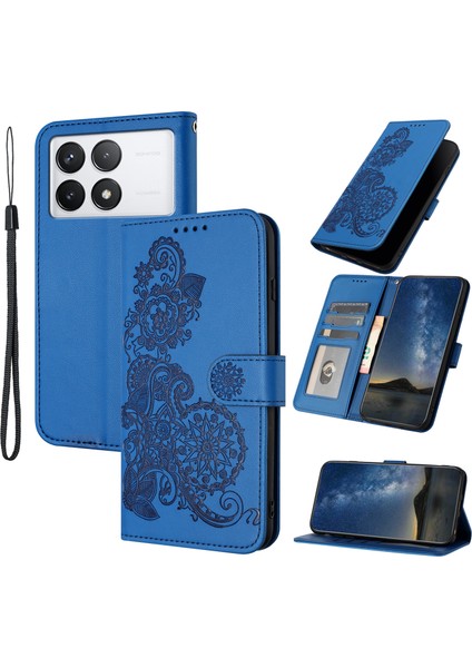 Xiaomi Redmi Için K70E 5g Manyetik Kılıf Ayçiçeği Deseni Pu Deri+Tpu Telefon Koruyucu Sapfire (Yurt Dışından)