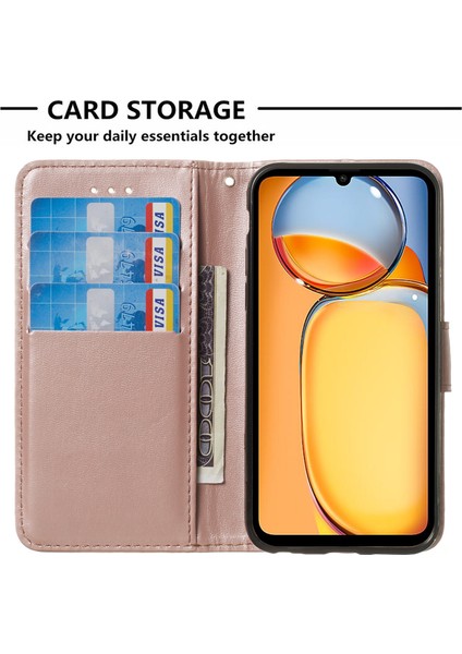 Xiaomi Redmi Için 13C 4g/poco C65 4g Cep Telefon Kılıfları Strap Pu Deri Standı Kapak Golü Altın (Yurt Dışından) fiyatları
