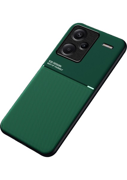 Xiaomi Redmi Için Note 13 Pro+5g Pu+Tpu+Pc Manyetik Tutucu Metal Yeşil (Yurt Dışından)